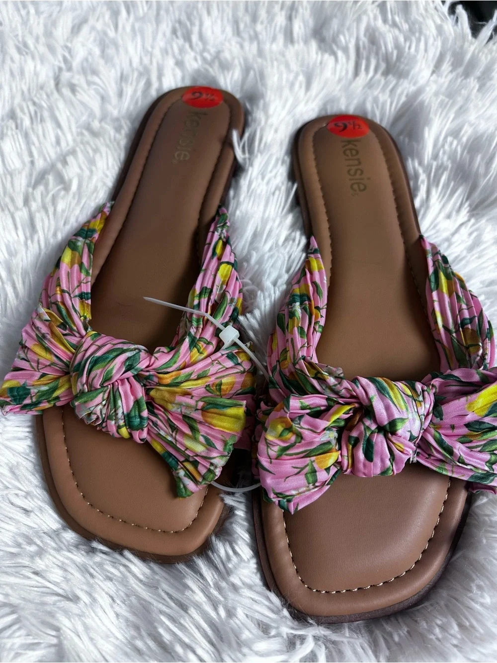 Kenzie Women’s Pink Floral Knot Slide Sandals new Sz 9 1/2